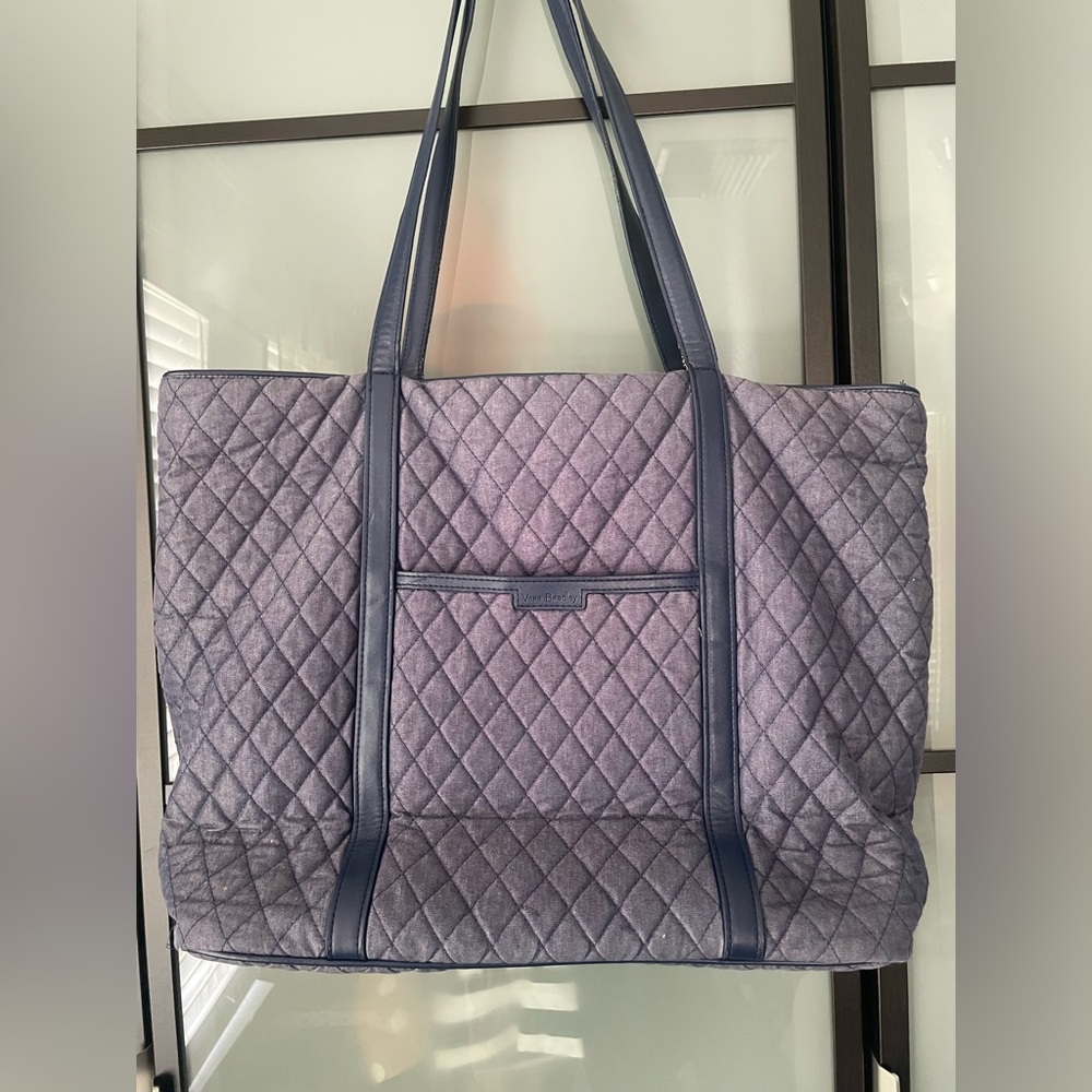 Vera Bradley Quilted Denim blue Tote with Navy Trim